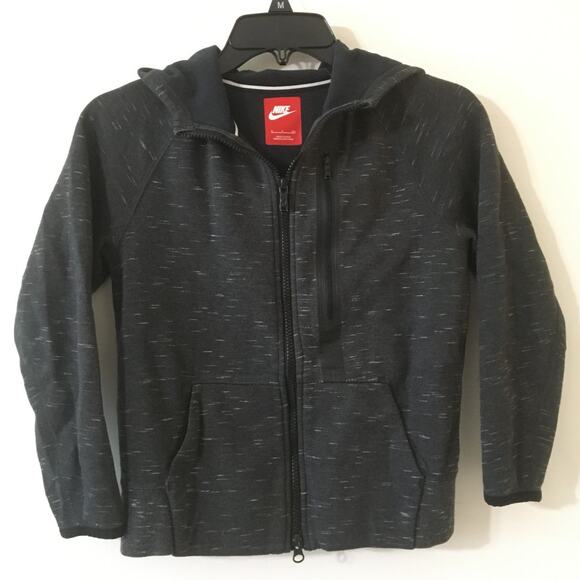 Nike Boys Small Heather Gray Full Zip Hoodie Turtle Neck Front Zipper Pocket - Picture 1 of 8